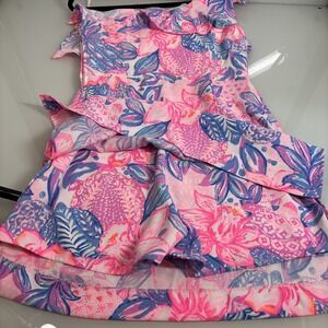 Lilly Pulitzer KIPTON ROMPER One Shoulder in Pink Isle Snappy Turtle SIZE 2 NWT